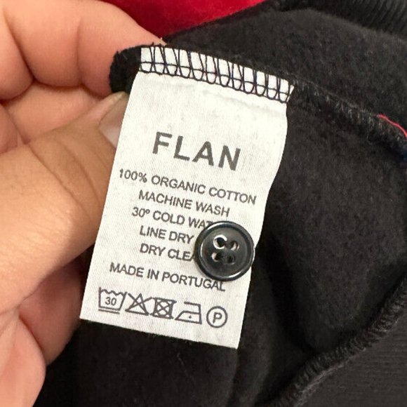 FLAN Red‎ & Black Wide Striped 1/4 Button Sweatshirt Sz XL - Picture 4 of 6